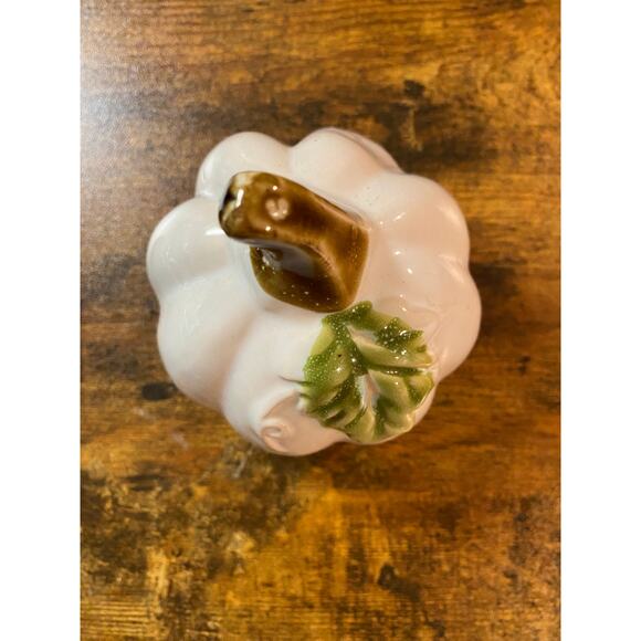 White Ceramic Pumpkin , Neutral Fall Home Decor, Halloween, Harvest, Autumn - Picture 2 of 5